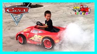 Disney Cars 3 Lightning McQueen Battery Powered Power Wheels Ride on Car Kids Unboxing & Test Drive