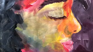 “Colorful Side” | art | painting acrylic | how to paint women’s side face|easy beginners|Tutorial