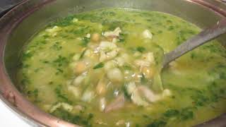 Caldo de Chile Verde Posole con Pollo! Hominy Chickpea Chile Verde Chicken Soup!