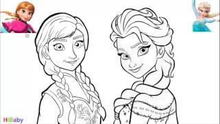 Bé tập tô màu và tập vẽ công chúa Anna & Elsa How To Draw ELSA & Anna
