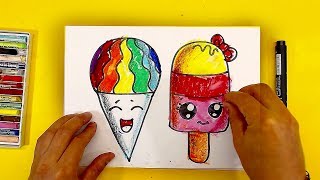Как нарисовать МОРОЖЕНОЕ Радугу / Уроки рисования для детей