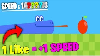 Playing Google Rainbow Snake game, but every like makes it faster