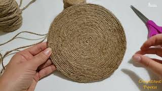 Поделки из веревки. Jute robe craft idea. Napkin holder.  Идеи из джута.  Делаем салфетницу.