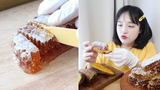 통?벌집꿀 벌꿀집 고구마 먹방 _ 꿀로 시작해서 떡볶이로 끝나다 :D