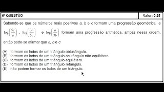 Logarítmos e Triângulos (IME 2016, Objetiva, Questão 6)