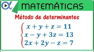 Sistema de ecuaciones de 3x3 resuelto por determinantes