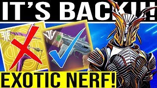 Destiny 2 News. EXOTIC NERF & OUR FAVORITE WEAPON COMES BACK! Exotic Tease, Iron Banner, New Hotfix