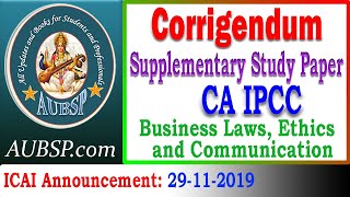 CA IPCC Error Rectified in Supplementary Study Paper-2 Business Laws, Ethics and Communication