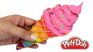 Play Doh How to Make Ice Cream Rainbow Waffle Cone Play Doh Ice Cream Food Modelling Clay for Kids