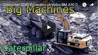 Caterpillar 324D Excavator vs Volvo BM A30 Dumper- Caterpillar 980G Wheel loader