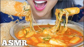 ASMR CHEESY RICE CAKES + MOZZARELLA CORN DOGS (CHEESY CHEESE PULL EATING SOUND) NO TALKING SAS-ASMR