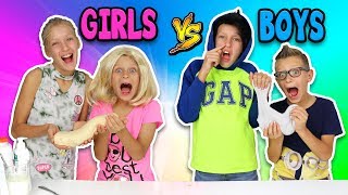 GIRLS vs BOYS BUTTER SLIME CHALLENGE!!!!!!