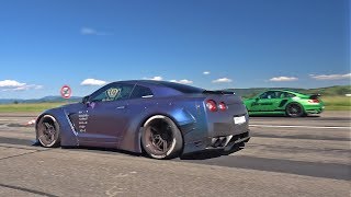 Liberty Walk Nissan GT-R R35 vs 1200HP Porsche 9ff Turbo R