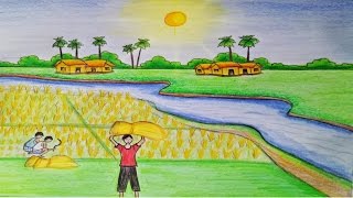 How to draw a village scenery Step by step (very easy) || Art video