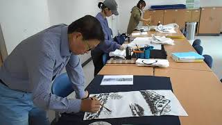 DSCN9730  설명광진문화예술회관 한국화 수묵채색산수화 해강 소나무 강변 그리기 수업06