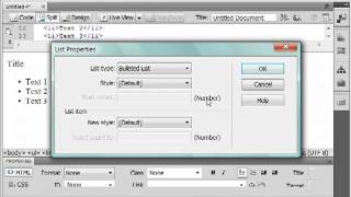 Текст - маркированные списки в Adobe Dreamweaver