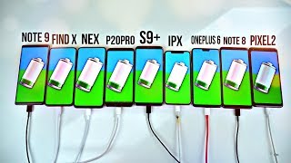 Note 9 vs S9+ / iPhone X / OnePlus 6 / Find X / NEX / Note 8 / P20 Pro / Pixel 2 Fast Charging Test
