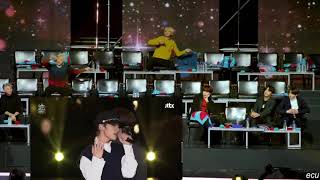 190106 BTS and Seventeen reaction to medley from Stray Kids and IZ*ONE