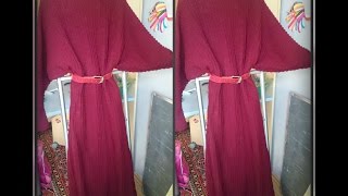 платье с рукавом летучая мышь, вязание спицами