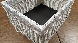 Интерьерная корзина из бельевой веревки - для хранения мелочей