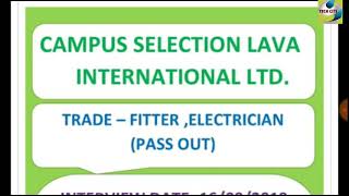 LAVA INTERNATIONAL LTD ITI CAMPUS PLACEMENT DRIVE