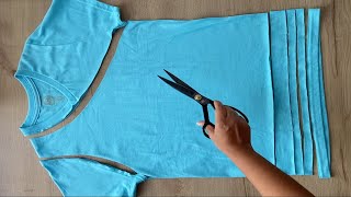 ¡RECICLA Hermosa BLUSA! ???? IDEA to RECYCLE OLD T-SHIRTS - TRANSFORMAR Ropa