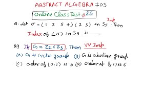 #03 Online Abstract Algebra Test -03 | 10 Most important question of Abstract Algebra |