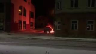 Горит машина в Резекне