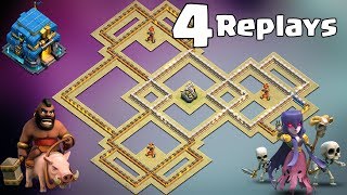 ?4 REPLAYS!?NEW TH12 WAR BASE 2019 ANTI 2 STAR Anti Everything BoWitch,Miner,Anti Queen Walk,Hog