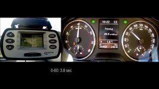 Skoda Rapid 1.4 TSI DSG Stage 1 0-100, 0-150 racelogic acceleration, 402m