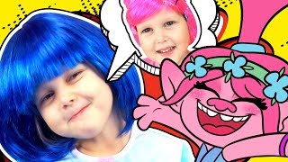 ТРОЛЛИ Превращение в Розочку  Розовые волосы как Розочки Poppy Trolls Тролли с цветными волосами