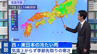 西・東日本は太平洋側中心に雨