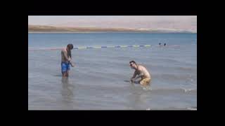 Floating in the Dead sea at Kalia Beach Israel. Tour guide: Zahi Shaked 22.08.2012