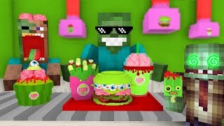 Monster School: WORK AT ZOMBIE FOOD PLACE! - Minecraft Animation