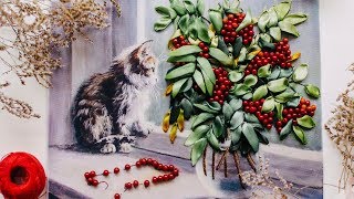 ? Кошка ?Вышивка лентами