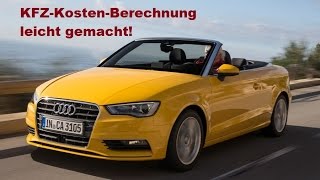 Erklärung zum Ausfüllen der Tabelle KFZ Kostenberechnung ohne Finanzierung