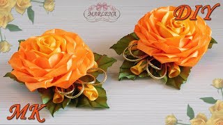 ? РОЗА ИЗ ЛЕНТ. Украшение на заколку, ободок. Цветы канзаши МК/DIY