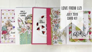 5 Cards - 1 Kit / Love From Lizi July 2019 Card Kit / Guest Designer