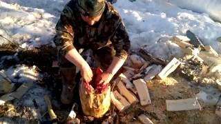 Разделка дикого гуся в полевых условиях
