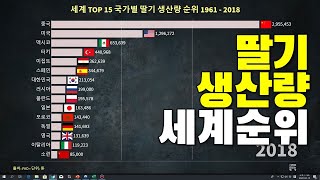 그래프로 보는 세계 TOP 15 국가별 딸기 생산량 순위 1961 - 2018