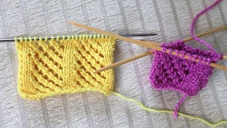 ✔АЖУРНЫЕ ДОРОЖКИ СПИЦАМИ. Как вязать узор прямыми и обратными рядами и по кругу
