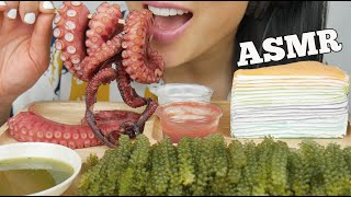 ASMR CREPE CAKE SEAGRAPES OCTOPUS (EATING SOUNDS) NO TALKING | SAS-ASMR