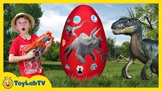 Giant Raptor Dinosaur Egg with Surprise Toys, Jurassic World Dinosaurs Toy & T-Rex Game for Kids