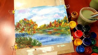 ?Рисуем осенний пейзаж гуашью! Запись трансляции!