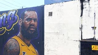LeBron James Removed From Lakers Mural in Los Angeles After Fans Destroy It!