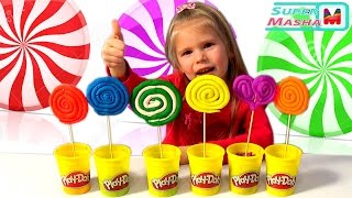 ✿ Лолипоп ❤ Делаем конфеты из пластилина Плей До ►Big Play Doh Lollipops ✔Лоллипоп