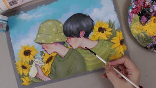 ❁ ПОДСОЛНУХИ ВОКРУГ НАС ❁ Иллюстрация акрилом