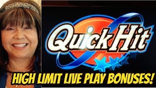 HIGH LIMIT LIVE PLAY- QUICK HIT SLOT MACHINE BONUSES