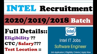 Intel recruitment for 2020 | 2019 | 2018 Batch | Fresher can Apply*