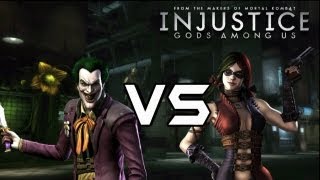 Injustice Gods Among Us - The Joker Vs Harley Quinn with Lore & Arkham Skins!
